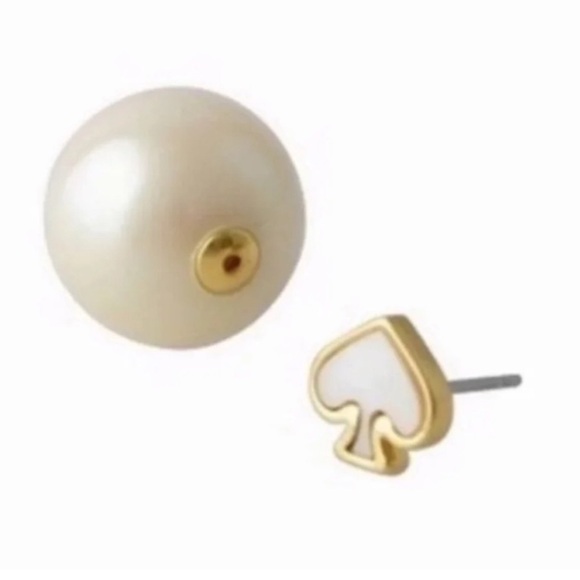 Kate Spade Everyday Spade Reversible Pearl Spade Stud Earrings - Picture 6 of 8
